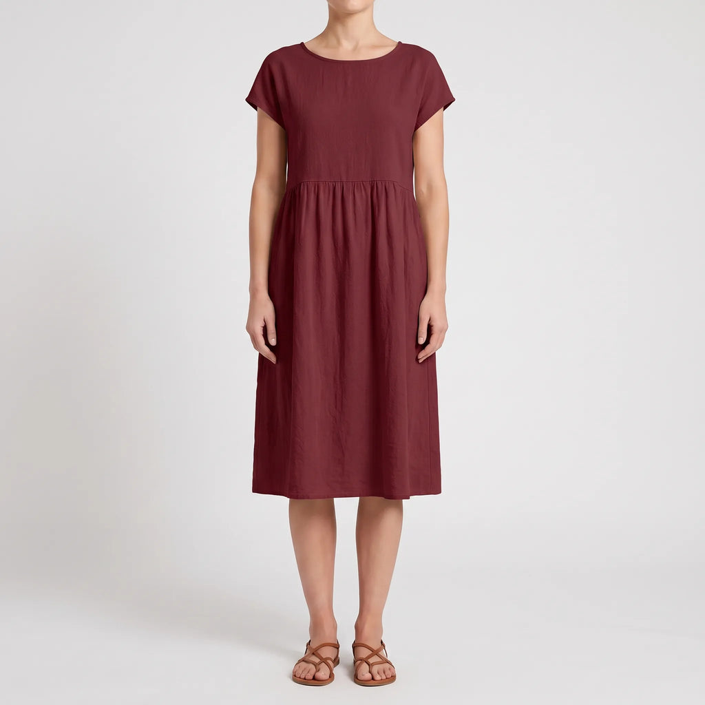 Breezeline - Relaxed Short Sleeve Midi Dress