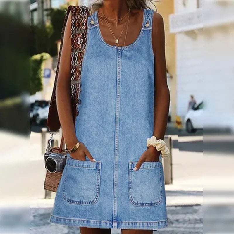 Berenice | Petite Denim Shirt Dress Short Maxi Summer Dresses — Blue