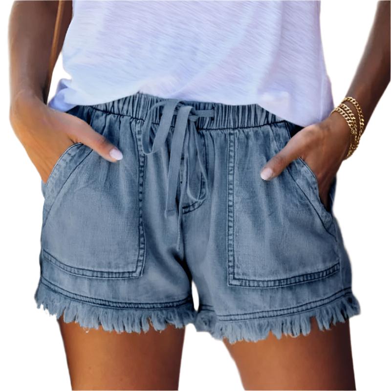 Helena | White Denim Jacket Shorts Romper Playsuit — Blue
