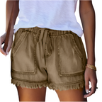 Helena | White Denim Jacket Shorts Romper Playsuit — Khaki