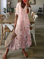 Fenella | Elegant White Black Tiered Midi Cocktail Dresses — Floral Pink