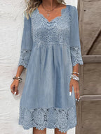 Fenella | Elegant White Black Tiered Midi Cocktail Dresses — Blue