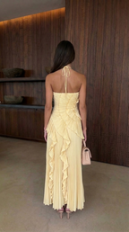 Hermione | Flowy Satin Maxi Dress in Purple Red