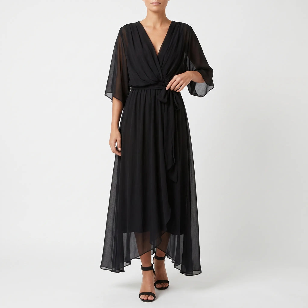 Evadora - Flowy Midi Wrap Dress