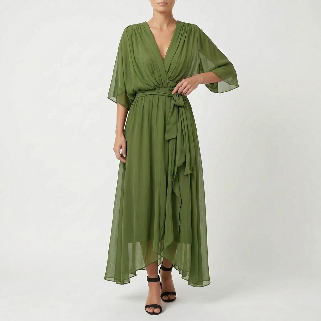 Evadora - Flowy Midi Wrap Dress