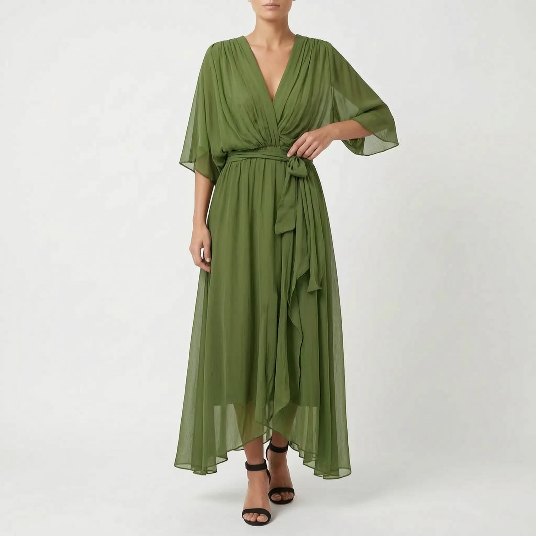 Evadora - Flowy Midi Wrap Dress