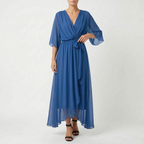 Evadora - Flowy Midi Wrap Dress