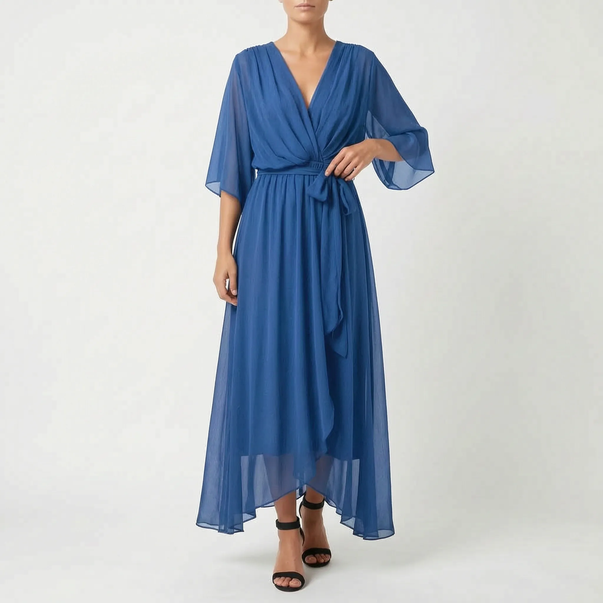 Evadora - Flowy Midi Wrap Dress