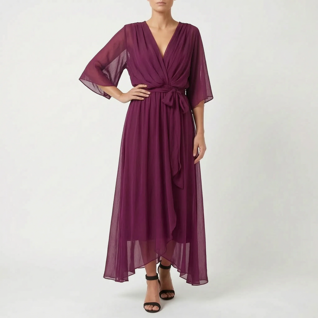 Evadora - Flowy Midi Wrap Dress