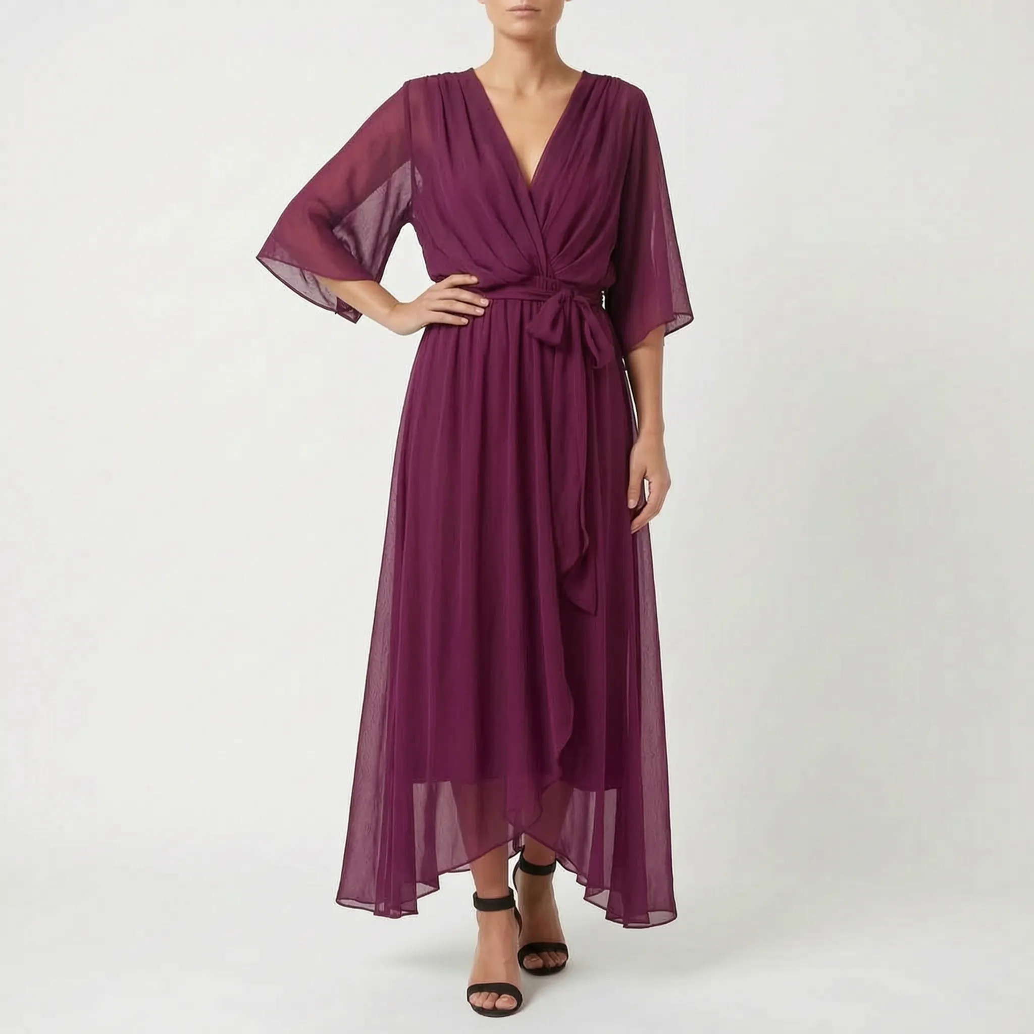 Evadora - Flowy Midi Wrap Dress