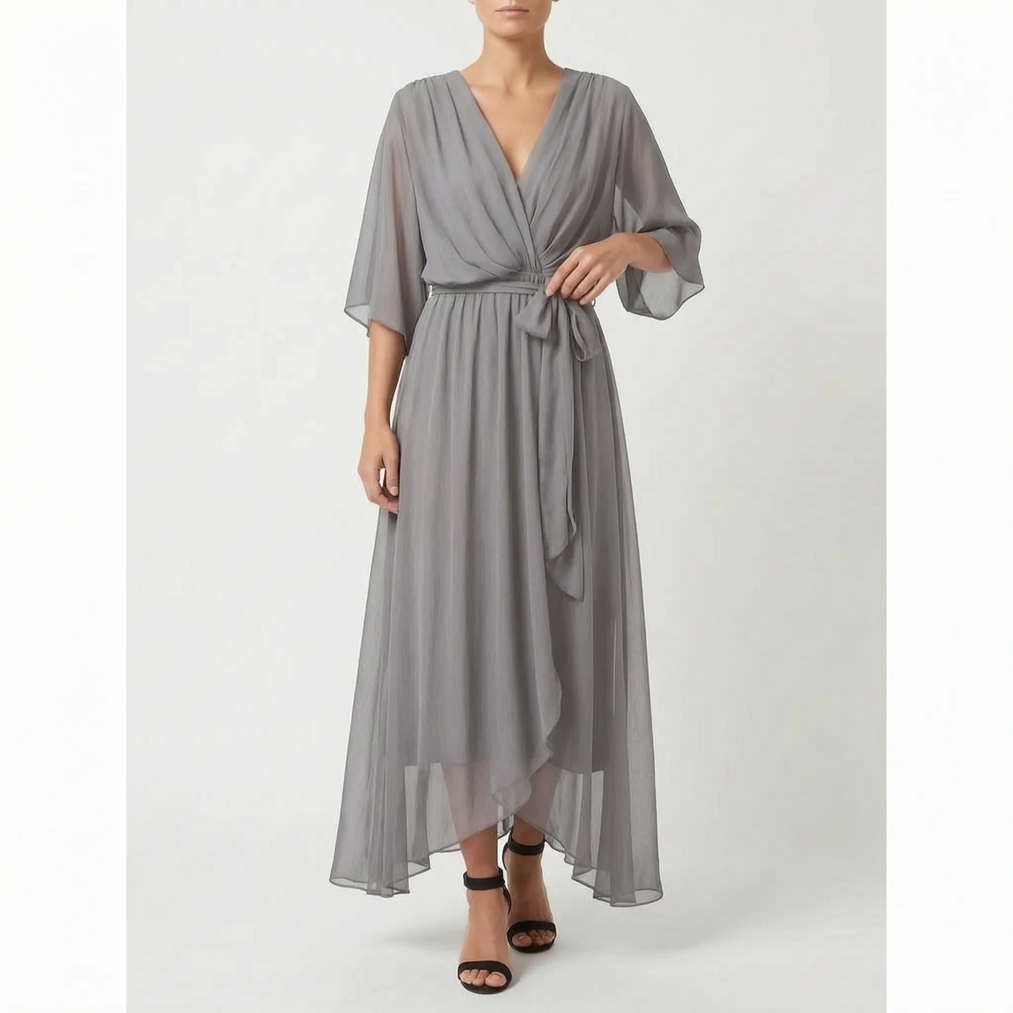 Evadora - Flowy Midi Wrap Dress