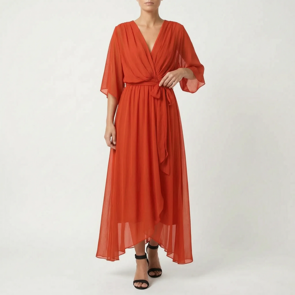 Evadora - Flowy Midi Wrap Dress