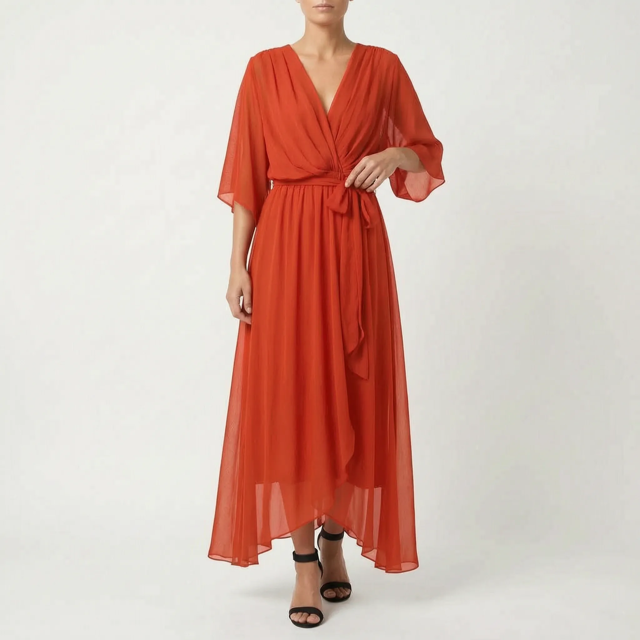 Evadora - Flowy Midi Wrap Dress