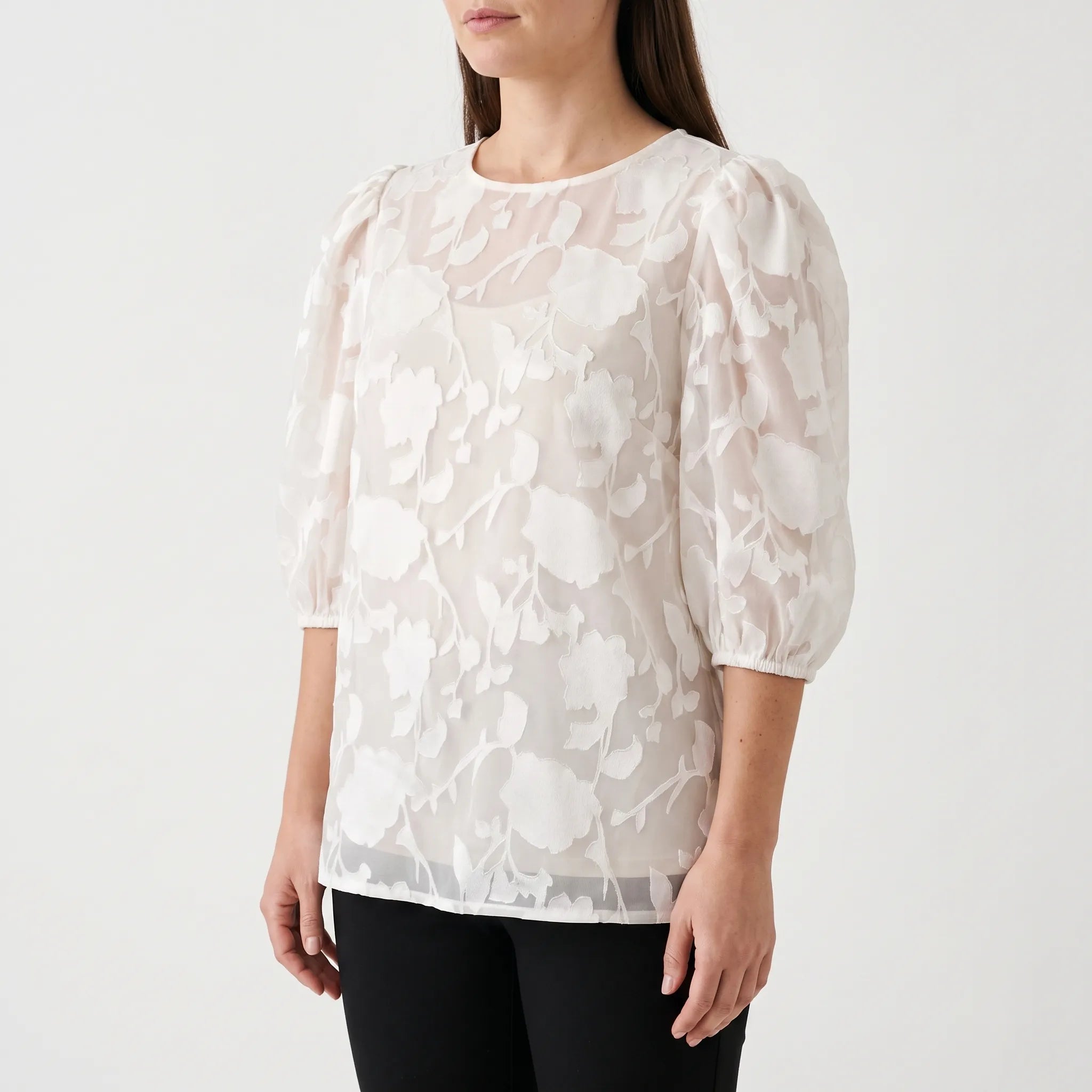 FloriaBlouse - Floral Puff Sleeve Blouse