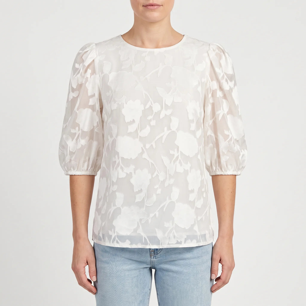 FloriaBlouse - Floral Puff Sleeve Blouse
