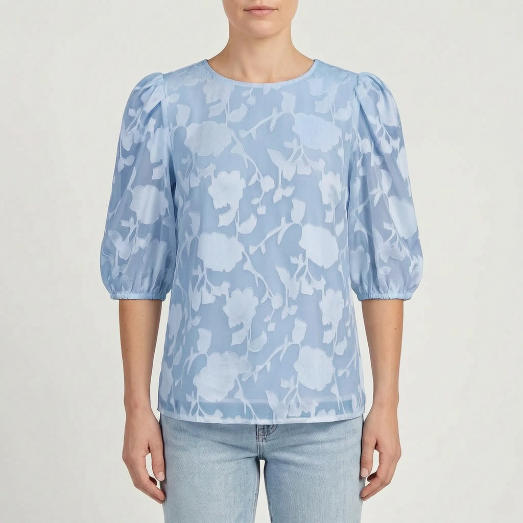 FloriaBlouse - Floral Puff Sleeve Blouse