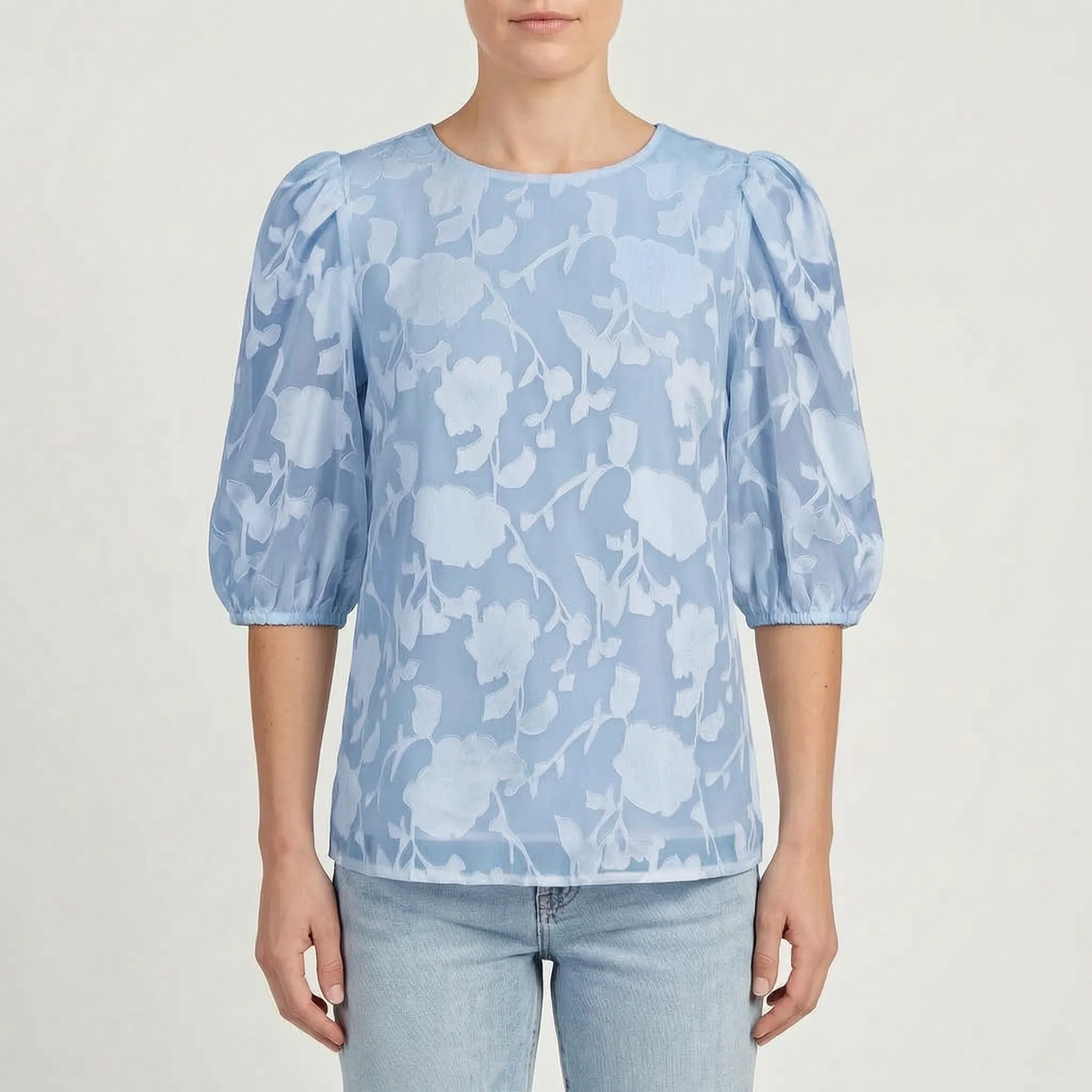 FloriaBlouse - Floral Puff Sleeve Blouse