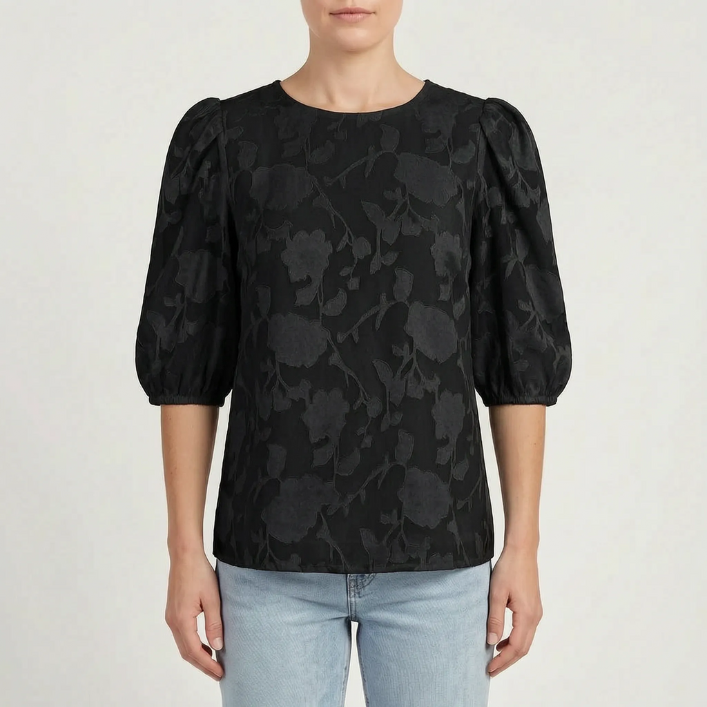 FloriaBlouse - Floral Puff Sleeve Blouse