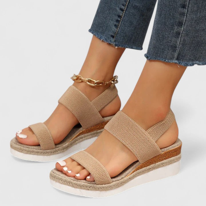 Violaine | Silver Flat Low Mid Heel Bridal Sandals