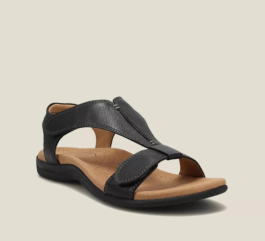 Odette | Silver White Block Low Heel Sandals — Black
