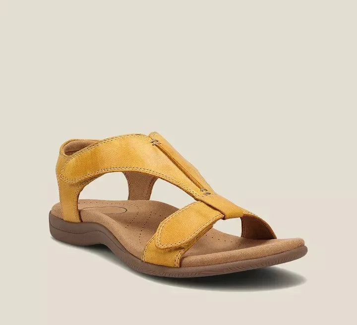 Odette | Silver White Block Low Heel Sandals — Yellow