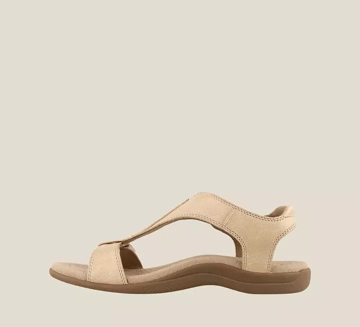 Odette | Silver White Block Low Heel Sandals — Beige