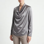 Lumira - Short Sleeve Draped Collar Blouse