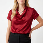 Lumira - Short Sleeve Draped Collar Blouse
