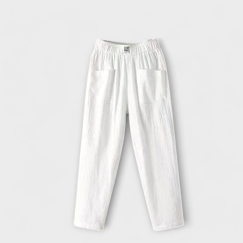Katarina | Summer Linen Wide Leg Palazzo Beach Pants Women — White