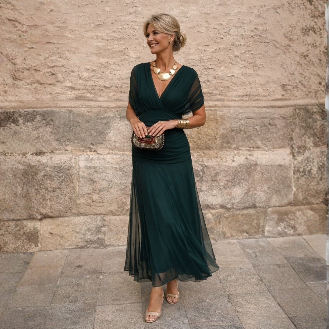 Mirabelle | Chiffon Maxi Wedding Guest Dress Summer Spring Dresses — Dark Green