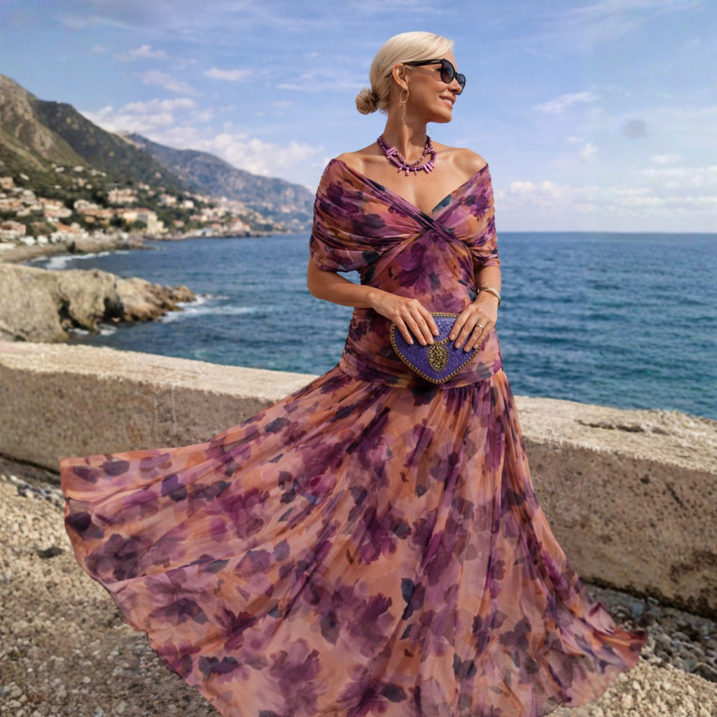 Mirabelle | Chiffon Maxi Wedding Guest Dress Summer Spring Dresses — Purple