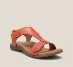 Faustine | Strappy Mid Block Heel Silver Low Sandals — Orange
