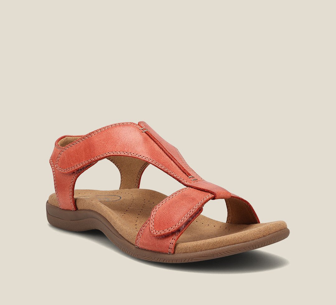 Faustine | Strappy Mid Block Heel Silver Low Sandals — Orange