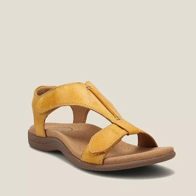 Faustine | Strappy Mid Block Heel Silver Low Sandals — Yellow