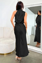 Cordelia | Satin Halter Midi Dress White Summer Maxi Mini
