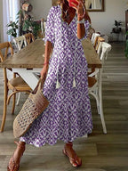 Anouk | Flowy Satin Maxi Dress Purple Red Blue Boho Summer — Purple