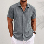 Verena | White Linen Shirt Dress Romper for Summer Days — Gray
