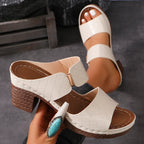 Francesca | Strappy Mid Block Heel Sandals Black Nude Brown Orange