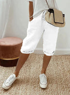 Yolanda | White Wide Leg Linen Pants Summer Relaxed Trousers — White