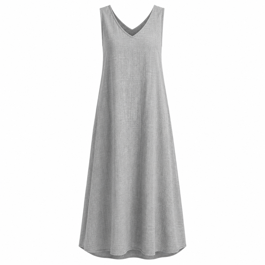 Apolline | Cotton Linen Silk Satin Maxi Dress Women Occasion