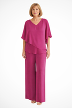 Genevieve | Women Summer Jumpsuits Two-Piece Chiffon Set — Red Rose