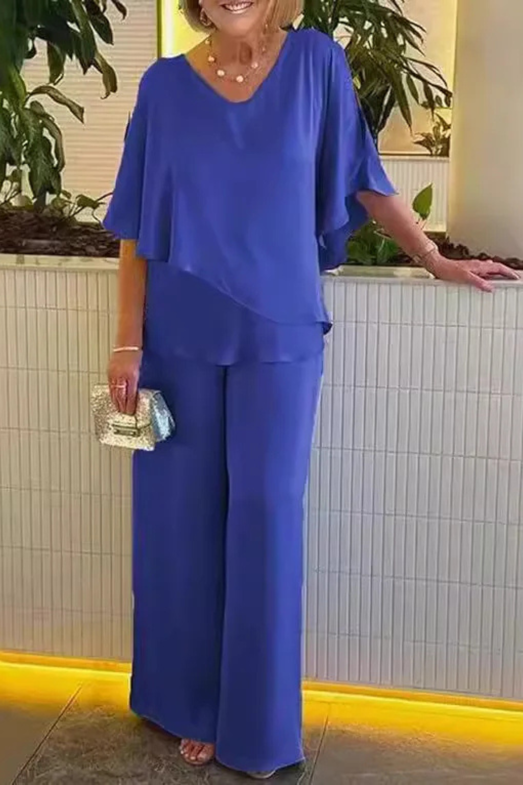 Genevieve | Women Summer Jumpsuits Two-Piece Chiffon Set