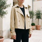 Trenchina - Women's Cropped Trench Coat Jacket