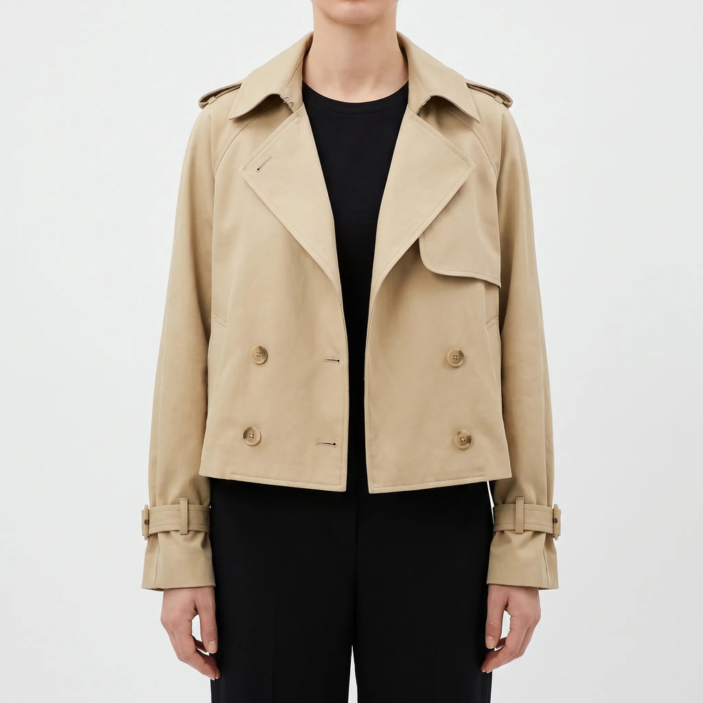 Trenchina - Women's Cropped Trench Coat Jacket