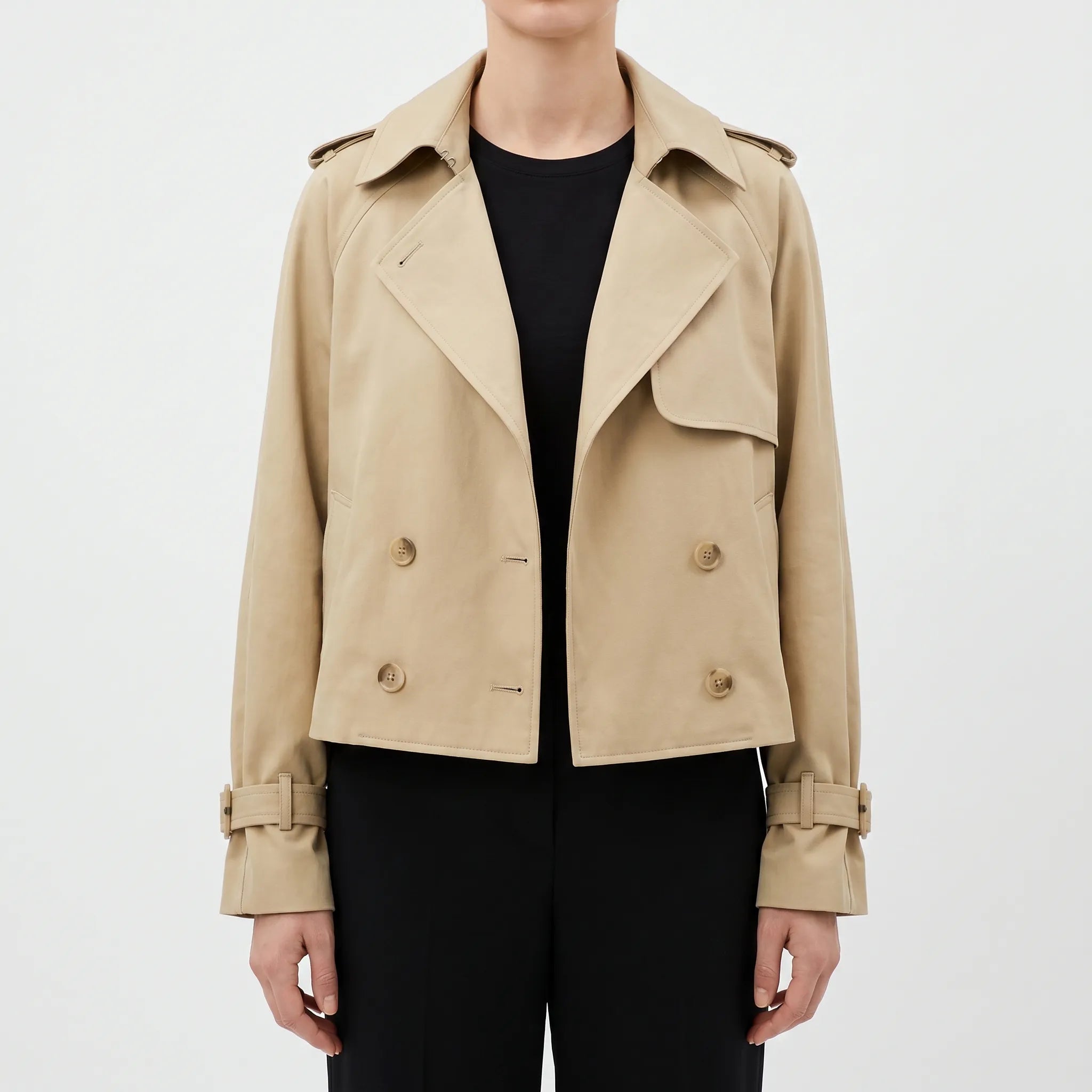Trenchina - Women's Cropped Trench Coat Jacket