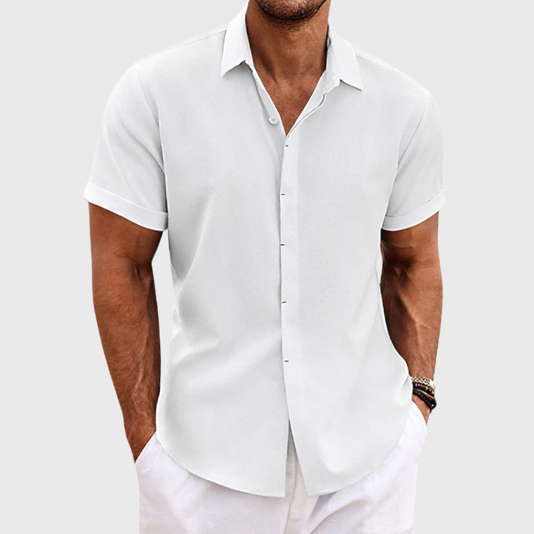 Verena | White Linen Shirt Dress Romper for Summer Days — White