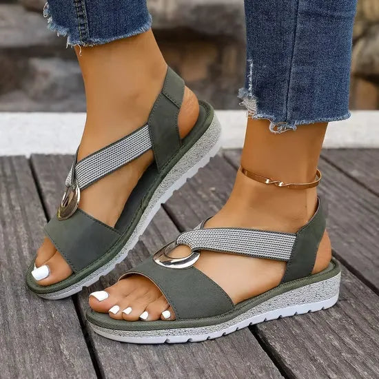 Philippa | Comfortable Low Heeled Nude Sandals For Summer Days