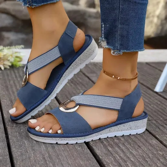Philippa | Comfortable Low Heeled Nude Sandals For Summer Days