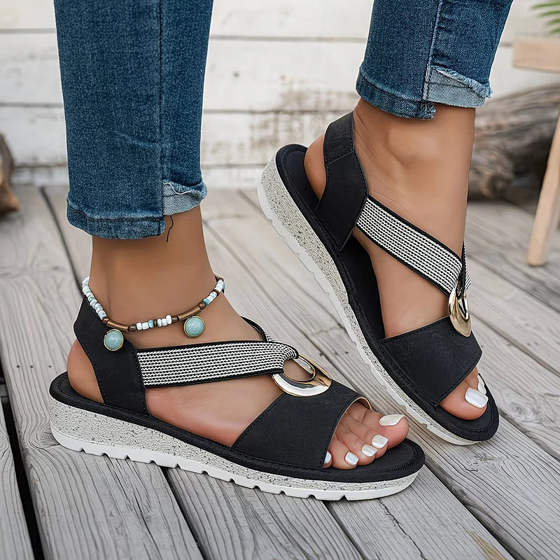 Philippa | Comfortable Low Heeled Nude Sandals For Summer Days