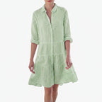 Verastripe - Relaxed Tiered Striped Shirt Dress